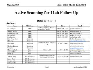Active Scanning for 11ah Follow Up