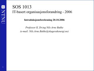 SOS 1013 IT-basert organisasjonsforandring - 2006