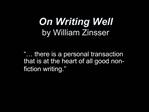 On Writing Well by William Zinsser