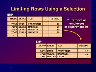 Limiting Rows Using a Selection