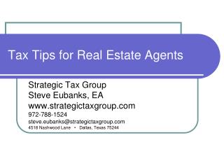 Tax Tips for Real Estate Agents