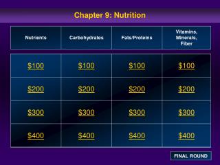 Chapter 9: Nutrition