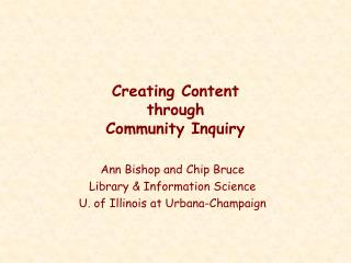 Creating Content through Community Inquiry