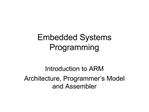 Introduction to ARM Architecture, Programmer s Model and Assembler