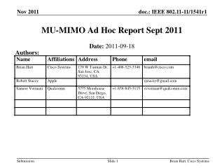 MU-MIMO Ad Hoc Report Sept 2011