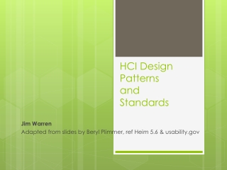 HCI Design Patterns and Standards