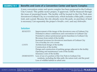 EXAMPLE 10-1 Benefits and Costs of a Convention Center and Sports Complex