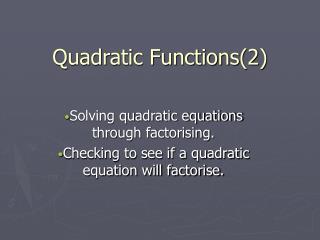 Quadratic Functions(2)