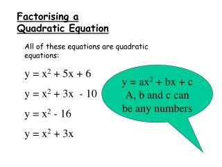 Factorising a Quadratic Equation