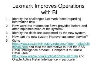 Lexmark Improves Operations with BI