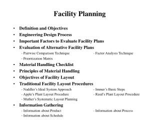 Facility Planning