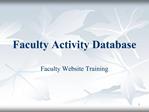 Faculty Activity Database