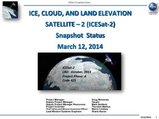 ICE, CLOUD, AND LAND ELEVATION SATELLITE – 2 (ICESat-2) Snapshot Status June 16, 2010
