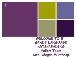 WELCOME TO 8 TH GRADE LANGUAGE ARTS/READING Yellow Team Mrs. Megan Winthrop