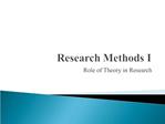 Research Methods I