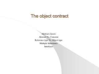 The object contract