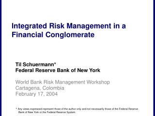 Integrated Risk Management in a Financial Conglomerate