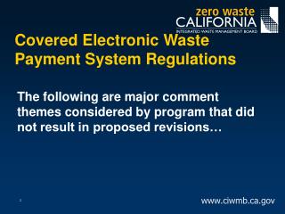 Covered Electronic Waste Payment System Regulations