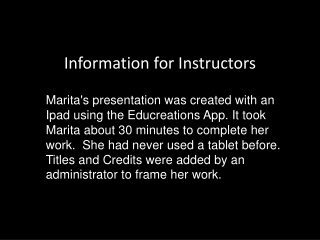 Information for Instructors