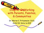 Chapter 7: Working with Parents, Families, Communities