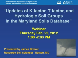 “Updates of K factor, T factor, and Hydrologic Soil Groups in the Maryland Soils Database”