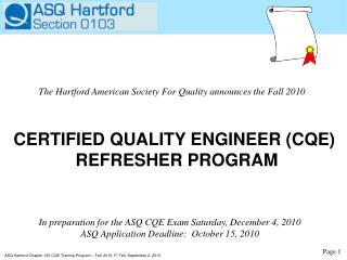 PPT - CERTIFIED QUALITY ENGINEER (CQE) REFRESHER PROGRAM PowerPoint ...