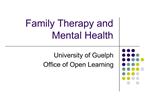 Family Therapy and Mental Health