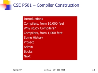 CSE P501 – Compiler Construction