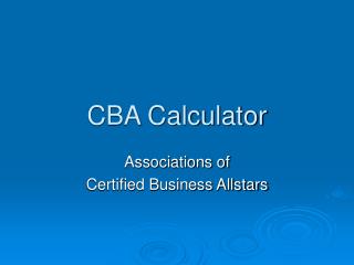 CBA Calculator
