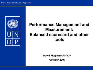 Performance Management and Measurement: Balanced scorecard and other tools