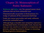Chapter 28: Metamorphism of Pelitic Sediments