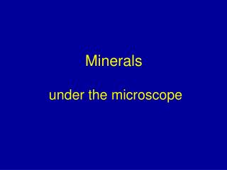 Minerals under the microscope