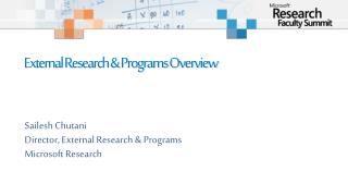 External Research & Programs Overview