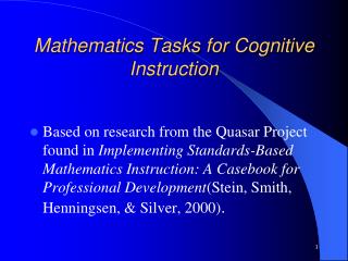 Mathematics Tasks for Cognitive Instruction