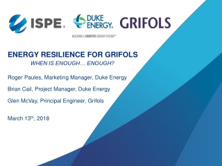 Energy Resilience for Grifols When Is Enough… Enough?