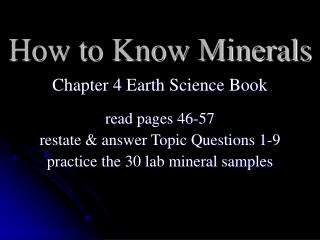 How to Know Minerals