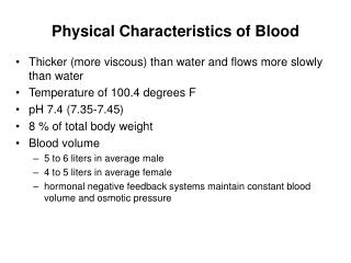 Physical Characteristics of Blood