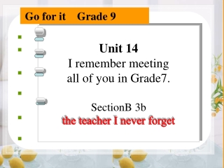 Unit 14 I remember meeting all of you in Grade7. SectionB 3b the teacher I never forget