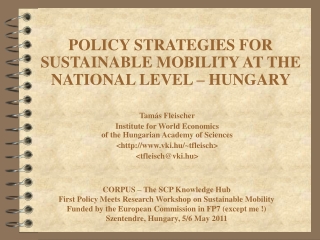 POLICY STRATEGIES FOR SUSTAINABLE MOBILITY AT THE NATIONAL LEVEL – HUNGARY