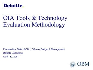 OIA Tools & Technology Evaluation Methodology