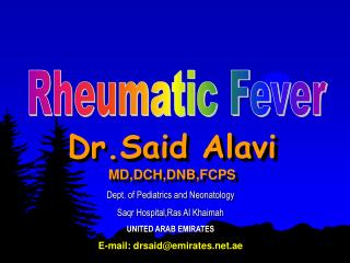 Dr.Said Alavi MD,DCH,DNB,FCPS