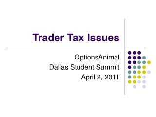 Trader Tax Issues
