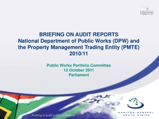 BRIEFING ON AUDIT REPORTS