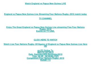 SIX November LIVE England vs Papua New Guinea Live Rugby HD