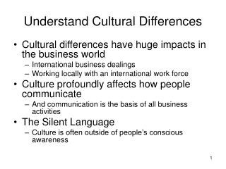 Understand Cultural Differences