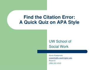 Find the Citation Error: A Quick Quiz on APA Style