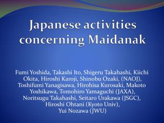 Japanese activities concerning Maidanak
