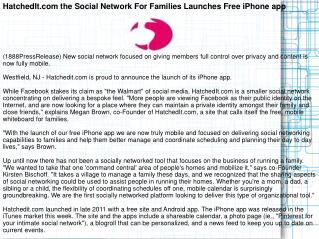 HatchedIt.com the Social Network For Families Launches Free