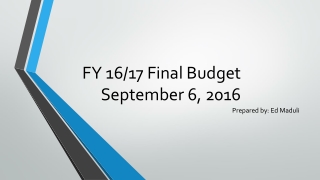 FY 16/17 Final Budget September 6, 2016