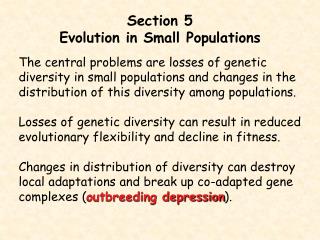 Section 5 Evolution in Small Populations